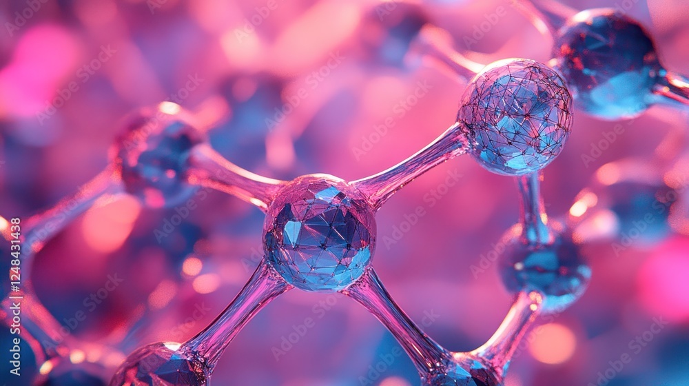 Aufkleber Abstract Molecular Structure Artistic Render
