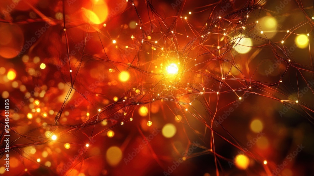 Aufkleber illuminated network abstract art glowing connections