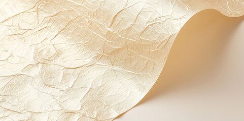 crumpled Paper texture background,modern beige and gold colour tone,Banner copy background