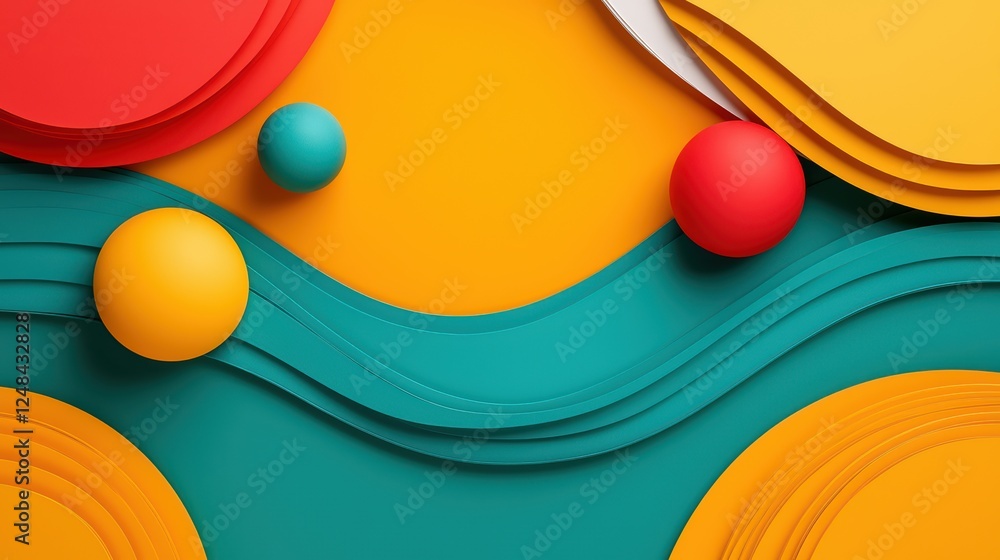 Poster colorful abstract background with shapes and waves for design use
