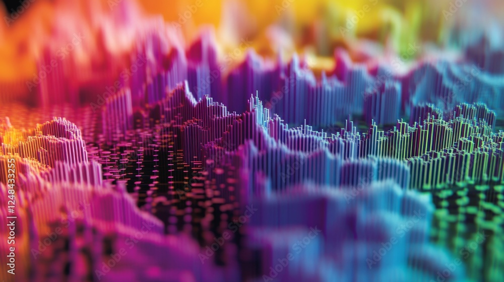 Poster a detailed shot of a d heatmap chart with color-coded data points and gradients, representing intens