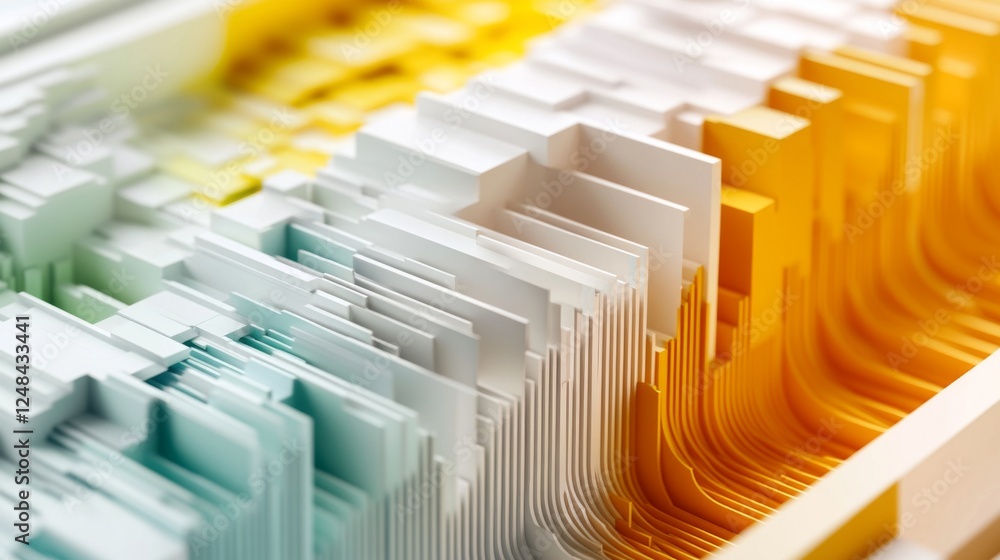 Poster a detailed shot of a d stacked column graph with multiple layers and segments, illustrating the brea