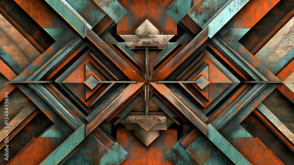 Poster abstract metal triangular technology design modern futuristic minimalistic pattern 3d rendering illu