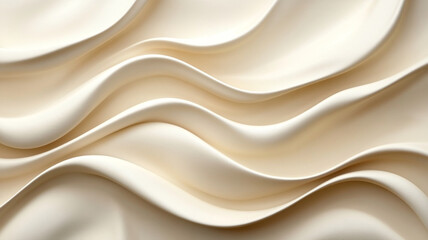 Minimalist abstract design with soft beige and white flowing waves,