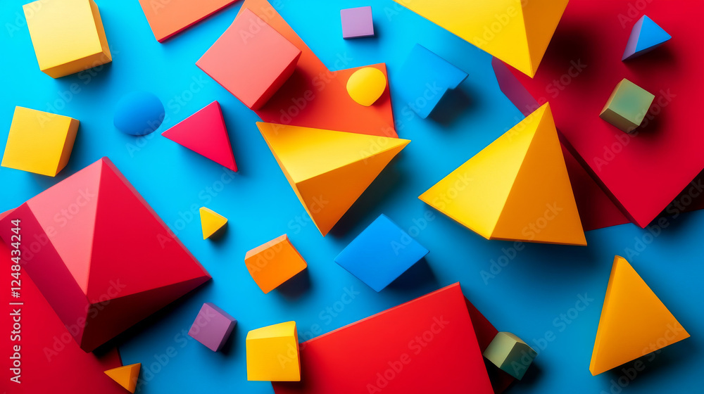 Poster abstract modern minimalistic geometric shape polygon background 3d render illustration