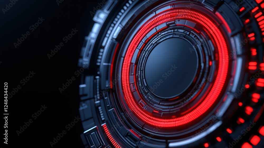 Aufkleber futuristic abstract design with circular elements and red lights