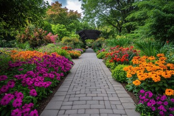 Lush greenhouse filled with vibrant flower blooms