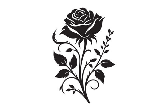 Rose silhouette vector illustration eps