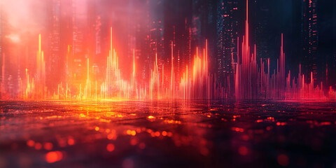 glowing financial chart with ascending lines and vibrant colors, representing growth and success in digital landscape