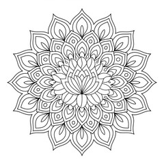 line art mandala design coloring page 