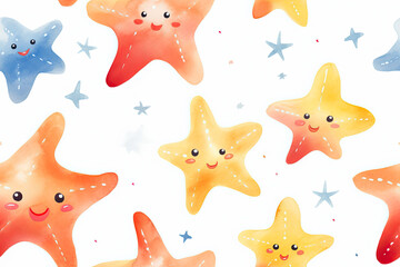 Playful Watercolor Starfish Pattern