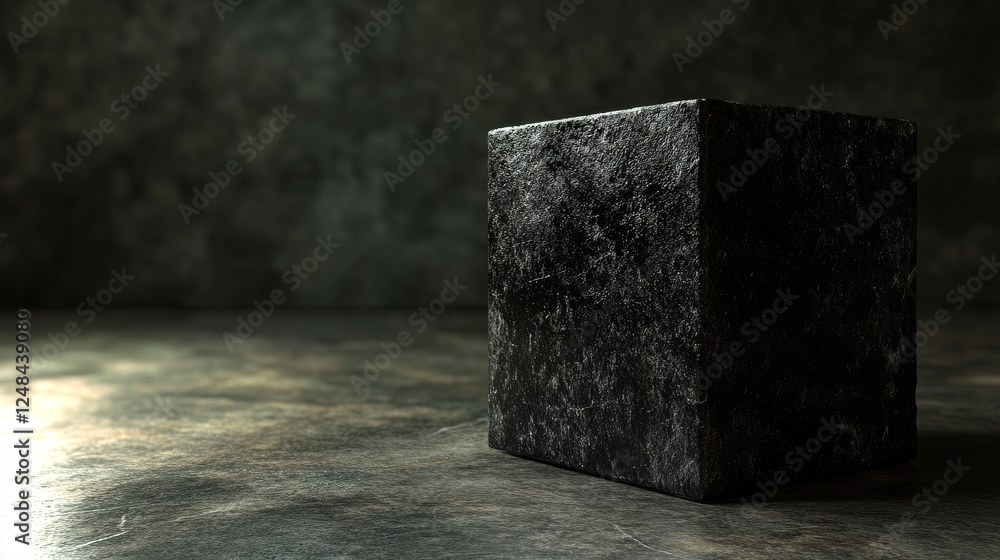 Aufkleber black cube abstract texture with low key lighting background 3d illustration render