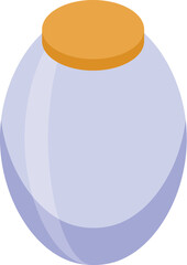 Isometric purple glass jar closed with an orange lid, ideal for storing food or other content