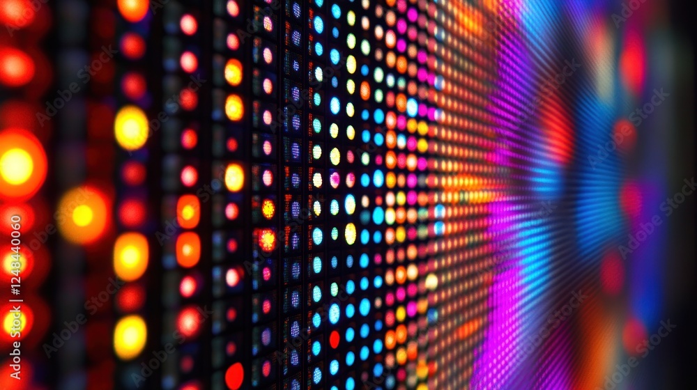 Poster colorful led lights displaying a vivid pattern