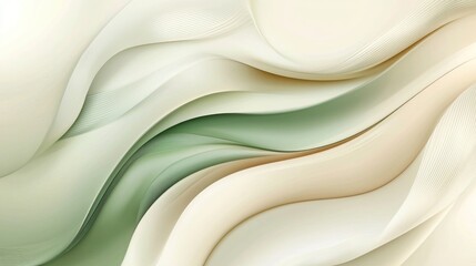 Obraz premium Abstract Waves of Cream and Sage Green