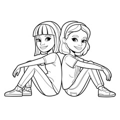 sketch of a girl coloring page 