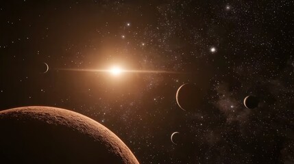 Obraz premium Cosmic Dance: A Planetary System's Majestic Harmony