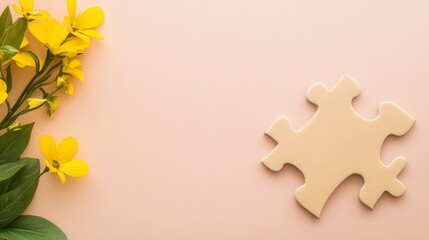 Missing Piece Puzzle With Yellow Flowers
