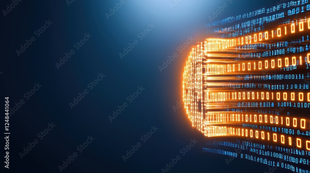 Poster abstract digital jellyfish with binary code on dark background