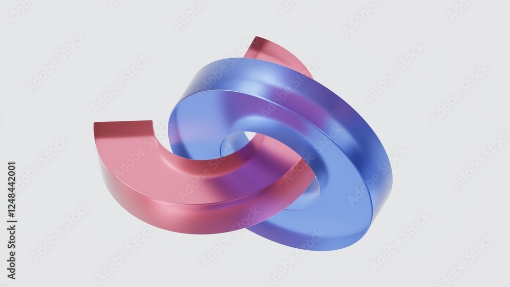 Leinwandbilder 3d rendering of abstract transparent geometry glass with gradient colors, computer digital concept