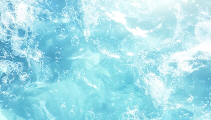 Sparkling blue water surface with bubbles and foam.