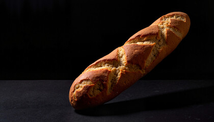 Baguette bread on dark background