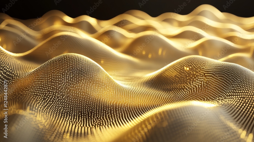 Fototapete a wide-angle view of a d gold line graph with golden curves and data points, highlighting trends and