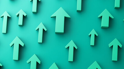 Green arrows economic financial growth concept 3d render illustration