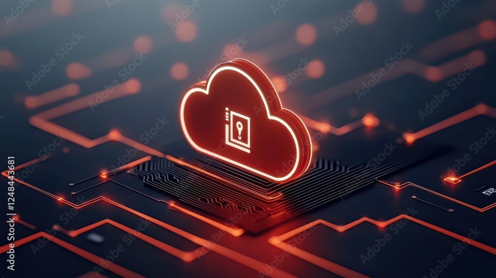 Poster cloud computing concept with glowing network connections in background
