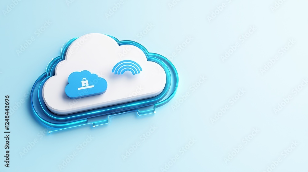 Poster modern cloud computing concepts with security and connectivity icons