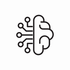 Brain technology connection digital icon vector sign