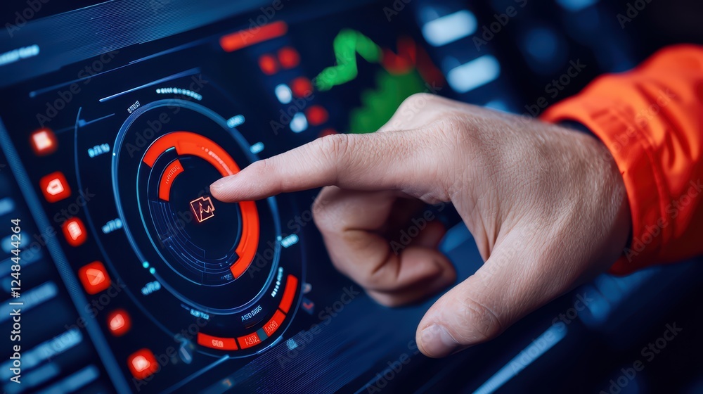 Aufkleber hand interacting with high-tech digital dashboard display