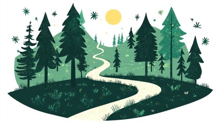 Fototapeta premium Winding Path Through a Serene Forest Landscape