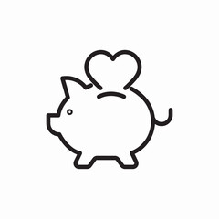 Piggy bank heart icon vector sign