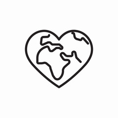 Earth heart global care icon vector sign
