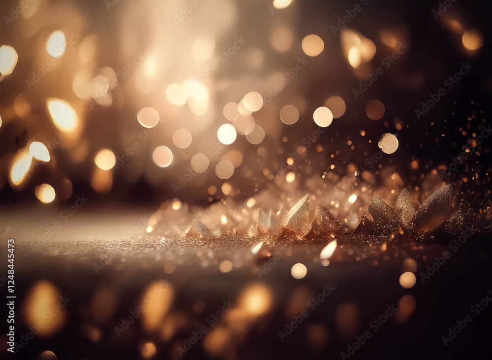 Canvas Prints dreamy double exposure featuring golden bokeh lights and crystal fragments, creating a magical and e