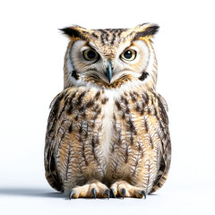 Fototapeta premium Majestic Great Horned Owl: A Close-Up Portrait of a Wild Bird of Prey