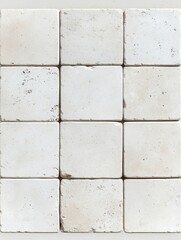 Naklejka premium Neutral textured white tiles arranged in a grid pattern for interior design projects in homes and commercial spaces
