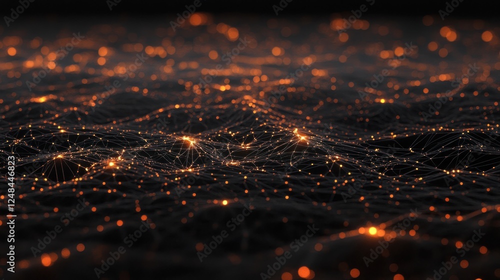 Aufkleber illuminated network landscape abstract digital art