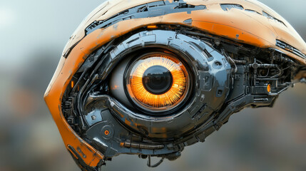 Fototapeta premium Close-up on a robotic eye 3d rendering digital illustration. modern futuristic technology design