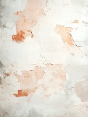 Obraz premium Textured wall surface showcasing peeling paint in soft beige and terracotta tones in a rustic setting