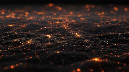 Illuminated Network Landscape Abstract Digital Art