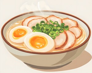 Delicious bowl of ramen is beautifully depicted in this illustration