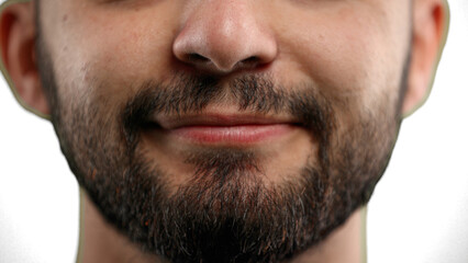 Obraz premium Man's mouth, close-up, on a white background