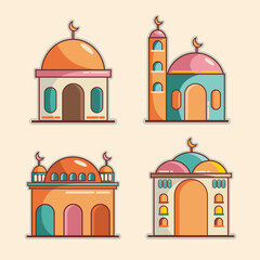 Mosque Flat Design Illustrations