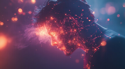 Anonymous Hacker Enveloped in Glowing Data Network, Illustrating Concepts of Cybersecurity, Cybercrime, and Cyberattack