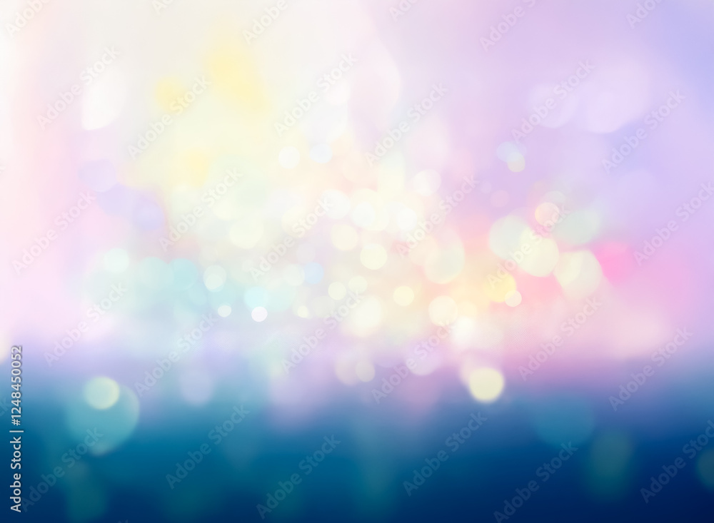 Poster soft dreamy double exposure with pastel bokeh lights creates a gentle ethereal abstract background. 