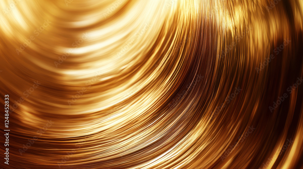 Poster golden abstract swirl with smooth metallic texture and light reflections