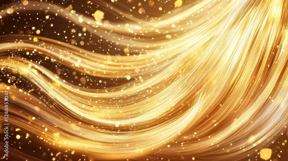 Poster golden light trails create mesmerizing and dynamic background with sparkles