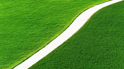 Pathway through vibrant green grass landscape, possible use for nature/environmental background
